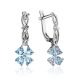 Chic Silver Topaz Floral Design Earrings, image 