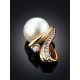 Refined Gilded Silver Pearl Pendant With Crystals, image , picture 2