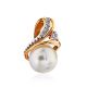 Refined Gilded Silver Pearl Pendant With Crystals, image 