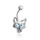 Catlike Design Silver Topaz Belly Button Ring, image , picture 3