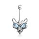 Catlike Design Silver Topaz Belly Button Ring, image 