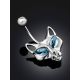 Catlike Design Silver Topaz Belly Button Ring, image , picture 2