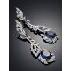 Feather Motif Silver Spinel Drop Earrings, image , picture 2