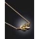 Floral Design Silver Amber Necklace With Crystals, Length: 49, image , picture 2