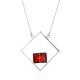 Geometric Design Silver Amber Necklace The Sugar, Length: 45, image 
