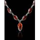 Classic Design Silver Amber Necklace, Length: 46, image , picture 2