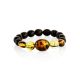 Ethnic Style Black Amber Beaded Bracelet The Cuba, Length: 17, image 
