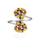 Leaf Motif Silver Amber Cuff Motif, image 