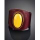 Dark Leather Cuff Bracelet With Honey Amber The Nefertiti, image , picture 2