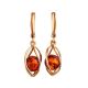 Drop Amber Earrings In Gold-Plated Silver The Algeria, image 