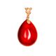 Gold-Plated Teardrop Pendant With Cherry Amber The Sangria, image 