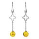 Dangle Amber Earrings In Sterling Silver With Inclusions The Clio, image 