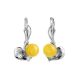 Honey Amber Earrings In Sterling Silver The Kalina, image 