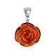 Handmade Amber Rose Pendant in Sterling Silver The Rose, image 