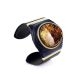 Dark Leather Cuff Bracelet With Green Amber The Nefertiti, image 