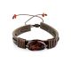 Dark Leather Tie Bracelet With Cognac Amber The Copacabana, image 