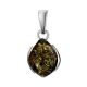 Charming Silver Pendant With Green Amber The Cat's Eye, image , picture 2