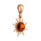 Charming Gold-Plated Pendant With Cognac Amber The Helios, image , picture 3