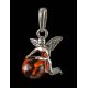 Sterling Silver Pendant With Cognac Amber The Angel, image , picture 3