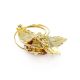 Gold-Plated Brooch With Cognac Amber And Enamel The Beoluna, image , picture 6