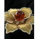 Gold-Plated Brooch With Cognac Amber And Crystals The Beoluna, image , picture 2