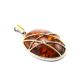 Bold Gold-Plated Pendant With Cognac Amber The Meridian, image , picture 4