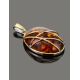 Bold Gold-Plated Pendant With Cognac Amber The Meridian, image , picture 2