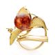 Cognac Amber Brooch In Gold Plated Silver The Beoluna, image , picture 3