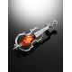 Sterling Silver Brooch With Cognac Amber The Violin, image , picture 2