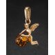 Gold-Plated Pendant With Cognac Amber The Angel, image , picture 2
