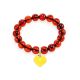 Amber Beaded Bracelet With Heart Shaped Dangle, image , picture 4