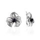 Floral Design Silver Pearl Earrings, image 