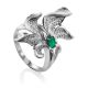Orchid Design Silver Chrysoprase Ring, Ring Size: 8 / 18, image 