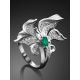 Orchid Design Silver Chrysoprase Ring, Ring Size: 8 / 18, image , picture 2
