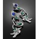 Orchid Design Silver Spinel Chrysoprase Earrings, image , picture 2