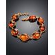 Gold-Plated Silver Link Bracelet With Cognac Amber The Lyon, image , picture 2