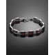 Geometric Silver Link Bracelet With Cherry Amber, image , picture 2