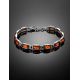 Geometric Cognac Amber Link Bracelet In Silver, image , picture 2
