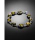 Silver Link Bracelet With Green Amber The Vivaldi, image , picture 2