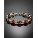 Bright Cognac Amber Link Bracelet In Silver, image , picture 2