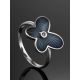 Silver Diamond Ring With Enamel Butterfly The Heritage, Ring Size: 8 / 18, image , picture 2