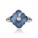 Blue Enamel Silver Ring With Diamond The Heritage, Ring Size: 6 / 16.5, image , picture 3