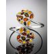Leaf Motif Silver Amber Cuff Motif, image , picture 2
