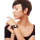 Dark Leather Cuff Bracelet With White Amber The Nefertiti, image , picture 2