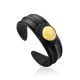 Dark Leather Cuff Bracelet With White Amber The Nefertiti, image , picture 4