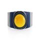 Blue Leather Amber Cuff Bracelet The Nefertiti, image , picture 3