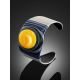 Blue Leather Amber Cuff Bracelet The Nefertiti, image , picture 2
