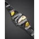 Vintage Motif Silver Amber Link Bracelet The Lava, Length: 16, image , picture 2