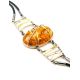 Designer Silver Bracelet With Cognac Amber And Caoutchouc The Meridian, image , picture 3