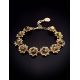 Floral Gold Plated Silver Link Bracelet With Amber The Aster, image , picture 2